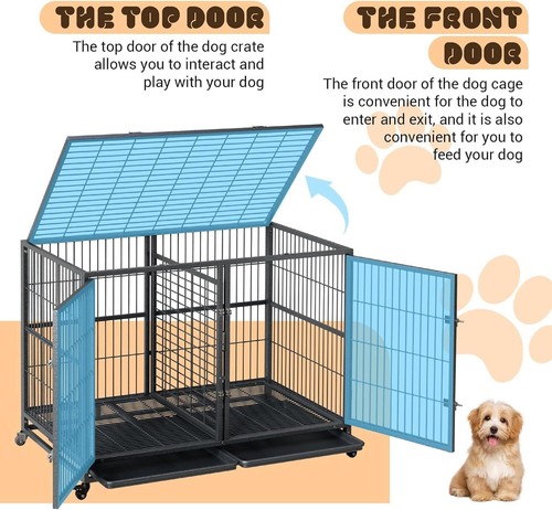 XXXL Heavy Duty Pet Dog Cage Strong Metal Crate Kennel Playpen with Wheels &Tray - Picture 3 of 9