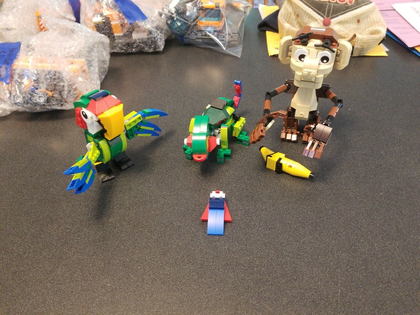 Retired Lego set of 3 animals Parrot, Lizard, Monkey. 31031 and 31019