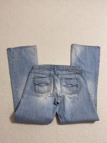 Abercrombie & Fitch Womens Jeans 100% Cotton Flare Size 4R Ripped Faded#2340 - Picture 4 of 10