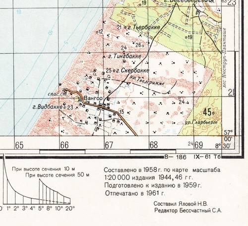 Mappa topografica militare sovietica russa - VANGSA (Danimarca), 1:50 000, ed. 1961 - Foto 2 di 3