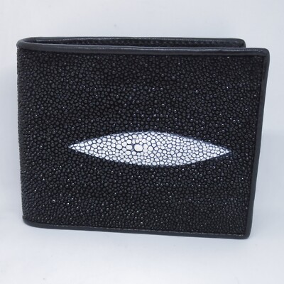 Men's Genuine Exotic Animal Skin Stingray Bi-Fold Wallets Black Single Eye main image 0