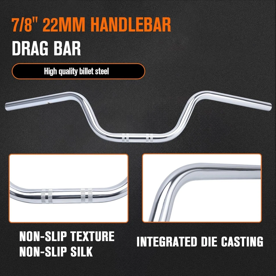 For Ducati Monster 696 2008-2014 Motorcycle 7/8" Handlebars Tracker Drag Bars - Image 3 of 4
