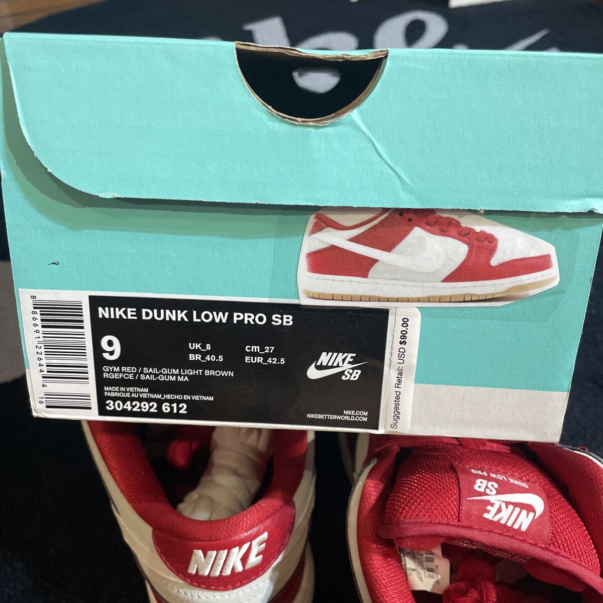 RARE Nike Dunk Low Pro SB Gym Red Valentines Day 2015 Mens RARE Nike Dunk Low Pro SB Gym Red Valentines Day 2015 Mens