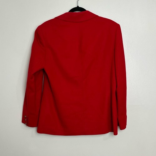 Pendleton Red 2 Button Notched Lapel Flap Pockets Wool Blazer Size 12 - Picture 7 of 12