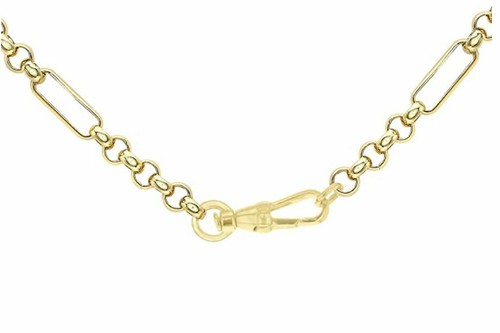 9ct Yellow Gold Belcher Figaro T.Bar Necklace 18" - 7.00G - Picture 2 of 5