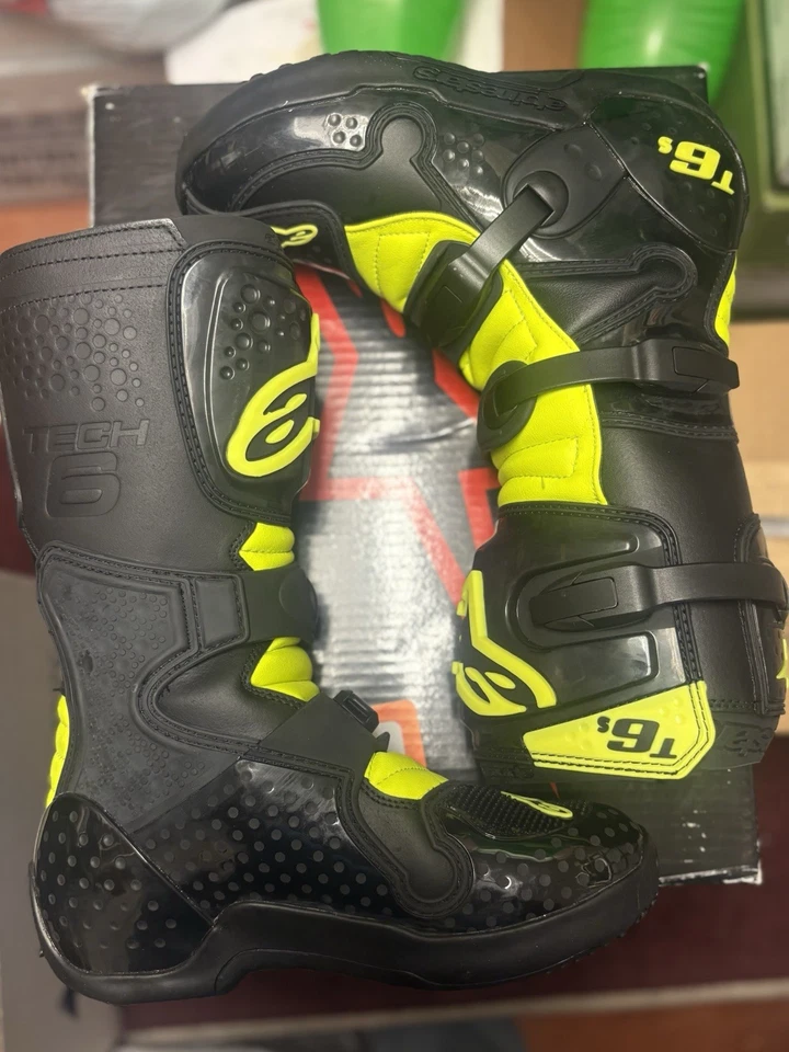 Alpinestars Tech 6 S Black and Yellow Men’s Size 7 Motocross Boots NEW - Image 2 of 4