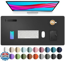 Aothia Leather Office Desk Pad Protector, Non-Slip PU Leather Des