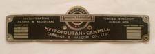 LONDON TRANSPORT " METROPOLITAN CAMMELL " METAL MAKERS PLATE FOR A D/D BUS