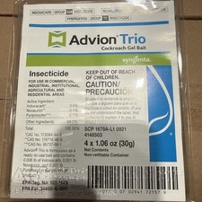Advion Trio Cockroach Gel Bait with IGR New (4 x 30g syringes) Plunger & 2 Tips.