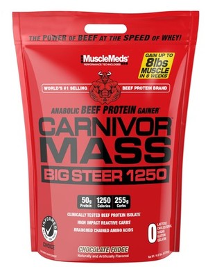 MuscleMeds Carnivor Mass Anabolic Beef Protein Gainer, Big Steer, Vanilla, 15...