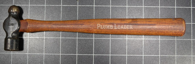 PLUMB - LEADER - #0371 - 8oz - BALL PEIN HAMMER - ALL ORIGINAL W/ MARKED HANDLE