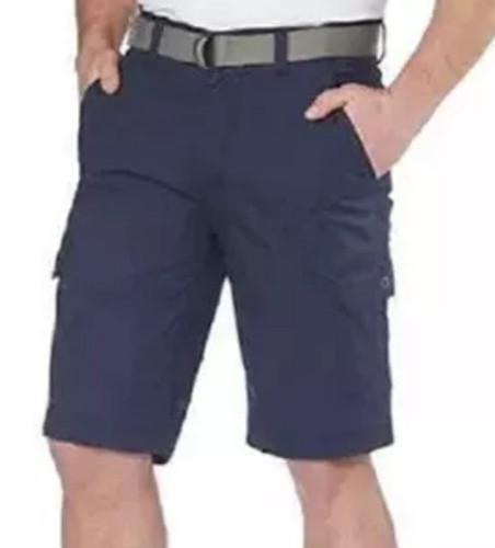 NEW WearFirst Men’s Size 38 Navy Blue, Belted Flex-Waist, Cotton Cargo Shorts!