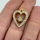 Vintage Rotary Club Heart Clear Rhinestone Pendant Gold Tone Costume Jewelry