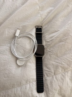 Apple Watch Ultra 49mm Titanium Case with Midnight Ocean Band, One Size (GPS...