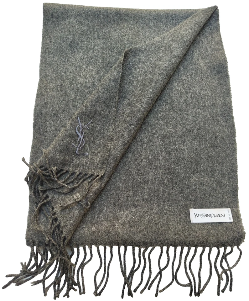 Шарф Yves Saint Laurent глушитель YSL украденный серый шерстяной кашемир - Изображение 2 из 4