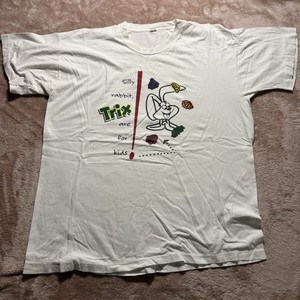 VTG Trix Silly Rabbit Graphic White T-Shirt Adult Kids Print Ad Advertising Tee