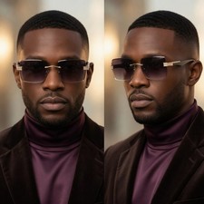 Men Sunglasses Designer Rimless Diamond Shades Fashion Eye Glasses Rapper Classy