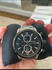 Seiko Quartz Chronograph Alarm Date Black Dial Steel Bracelet 100m 7T62-0AG0