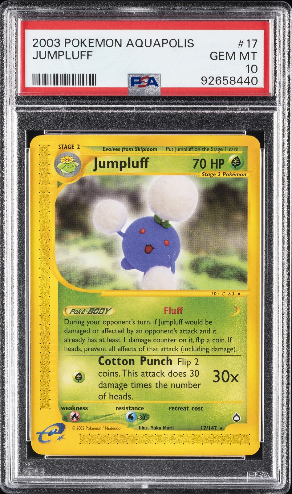 2003 POKEMON AQUAPOLIS #17 JUMPLUFF PSA 10