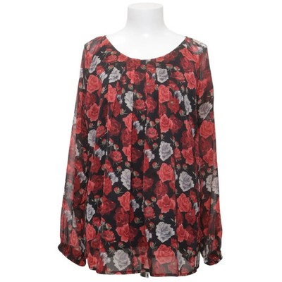 Isolde, Bluse, Größe: L, Schwarz/Rot, Polyester, Blumen, Damen #pzK