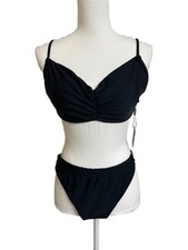 NWT Zaful Women's US 10 Black 2 Piece Bikini Set Top  Bottoms NEW