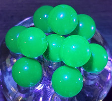 Vaseline Uranium Yellow Glass Marbles Vintage 9/16" Lot of 10 Glows UV Reactive
