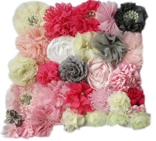 40pcs Craft Chiffon Flowers, Handmade Hair Flowers for DIY Headband Kit Bow K...