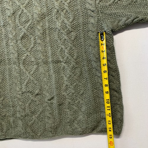 Vintage J. Crew Ruderer grün Grobstrickpullover Zopfmuster Wolle Fischer, XLT - Bild 8 von 18
