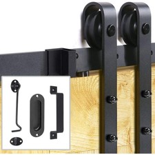 Schiebetür Komplettset 200cm Schienen, Griff, Schloss, Schwarz, robust, modern