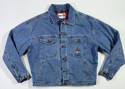 Vintage IMUS Santa Fe Denim Jacket USA Made Buffalo Cactus Lined Sz L