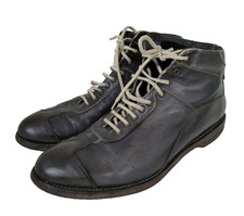 Scarpe Uomo fatte a mano x Al Duca D'Aosta nr.6,5stringate casual pelle nero-XXX