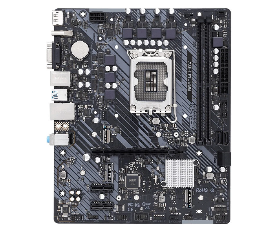 ASROCK Motherboard B660M-HDV DDR4- 16GB(8*2) 3200MHz i5-12400 PCIE 4.0 500G SSD - Image 2 of 4