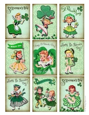 9 Retro Style St. Patricks Day Pocket Letter Cards~Journal~Scrapbook~Crafts~322N