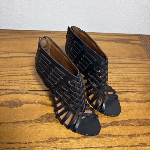 GIVENCHY - Black Woven Leather Open Toe High Heel Gladiator Sandals 37 - Picture 2 of 12