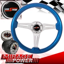 Hub For 90-93 Accord + Metallic Blue Steering Wheel Gunmetal Slim Quick Release