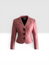 Kay Unger Pink Classic Blazer Black Button Mock Neck Long Sleeve Size 6