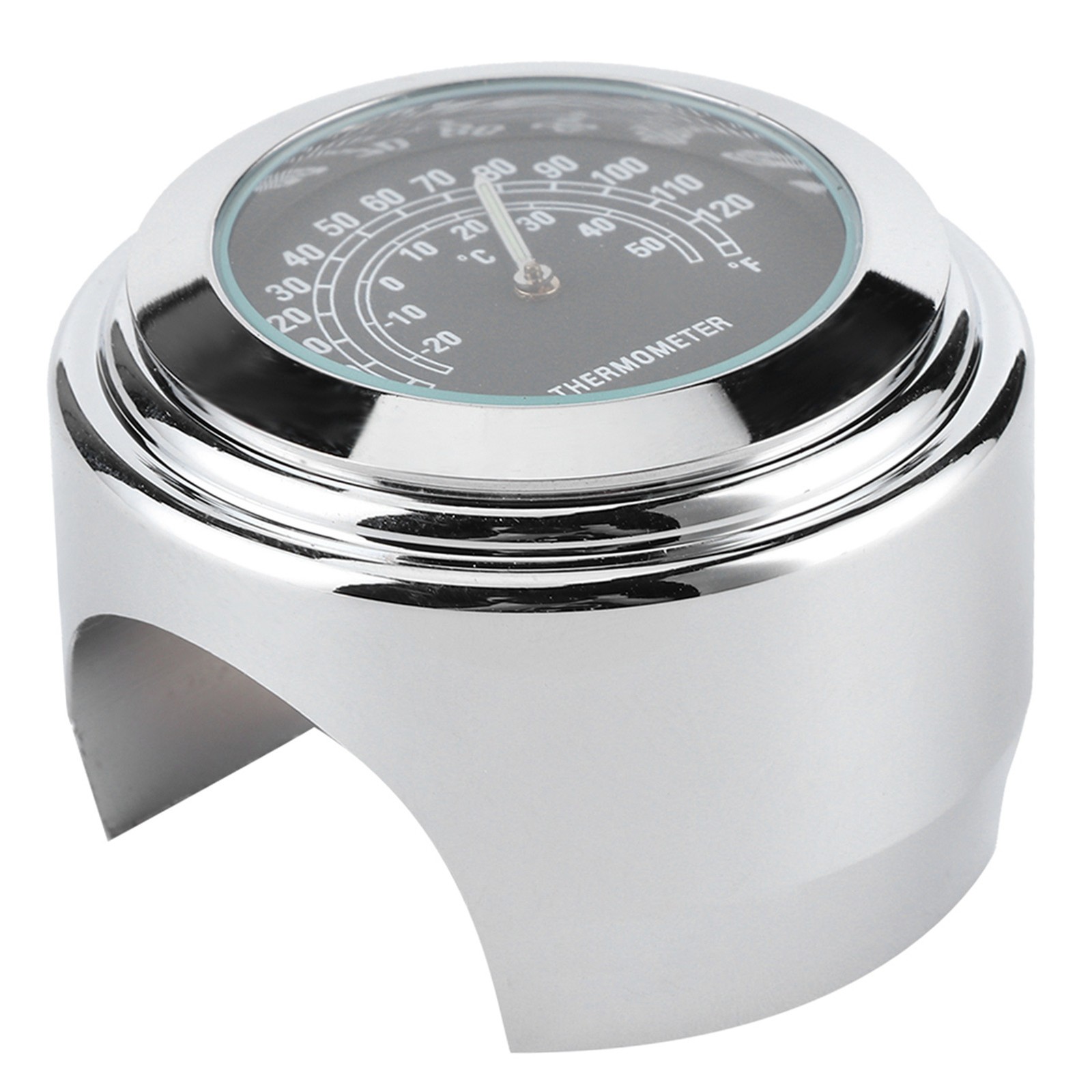 For Black Motorcycle Thermometer 1in 7/8in Handlebar Mount Thermometer 20.