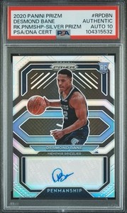 2020 PRIZM DESMOND BANE ROOKIE PENMANSHIP SILVER PRIZM AUTH AUTO PSA 10 POP 1!