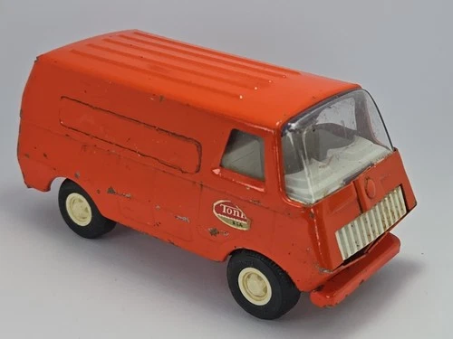 Vintage Tonka U.S.A Tiny Van Vintage Pressed Steel Toy Van -  Rare Orange Color