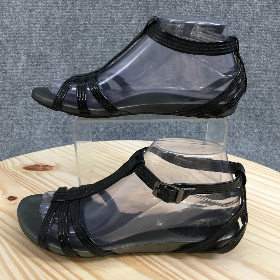 Sandalias Cole Haan para mujer 8B con tiras de cuero negro correa al tobillo hebilla punta abierta Foto 2 de 4