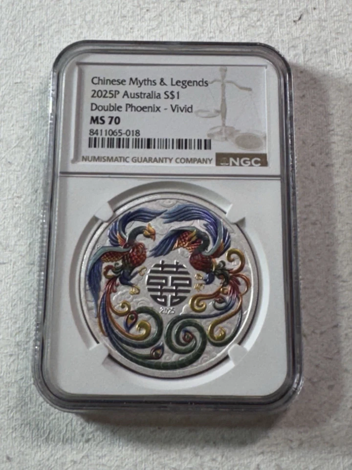 2025-P Australia $1 Myths & Legends Double Phoenix Vivid Graded MS 70 by NGC - Image 4 of 4