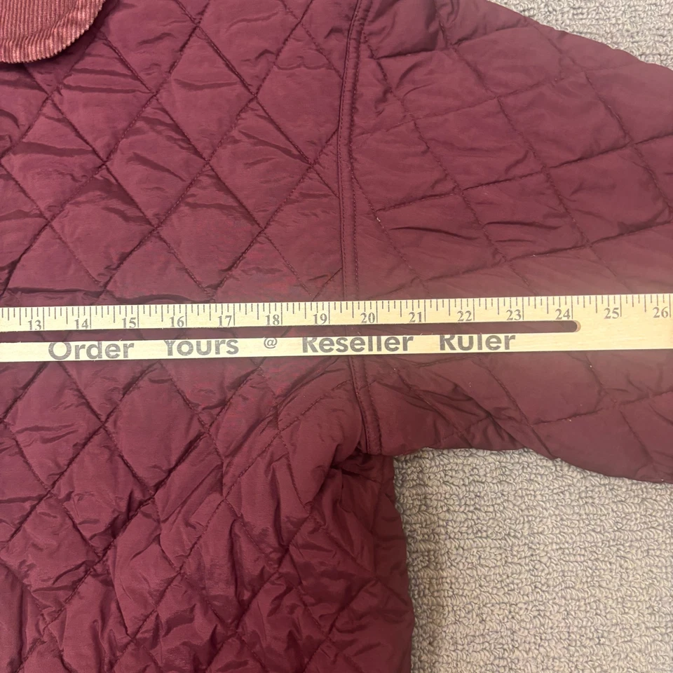 Vintage Gap Jacket Womens S Red Quilted Button Snap Corduroy Collar Chore Barn Foto 4 de 4