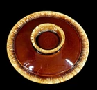 MCM Brown Drip Pottery Crock 8 "Round Casserole Dish W/ Lid Hull Oven Proof USA
