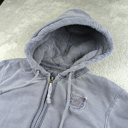 VTG Y2K American Eagle Hoodie Mens XLT Blue Garment Dye Heavy Quilt Line Zip Up - Picture 5 of 16