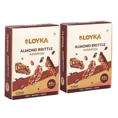 LOYKA Almond Brittle Choco Box 450g | Roasted Almonds, Dark Chocolate & Caramel