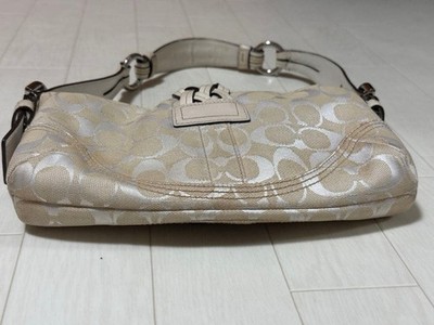 COACH 6280 Soho Shoulder Bag Hand Bag White Leather Canvas