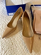 Stuart Weitzman Power 50 Stuart Kitten Heel Pumps Adobe Size 7.5B / 38 NEW