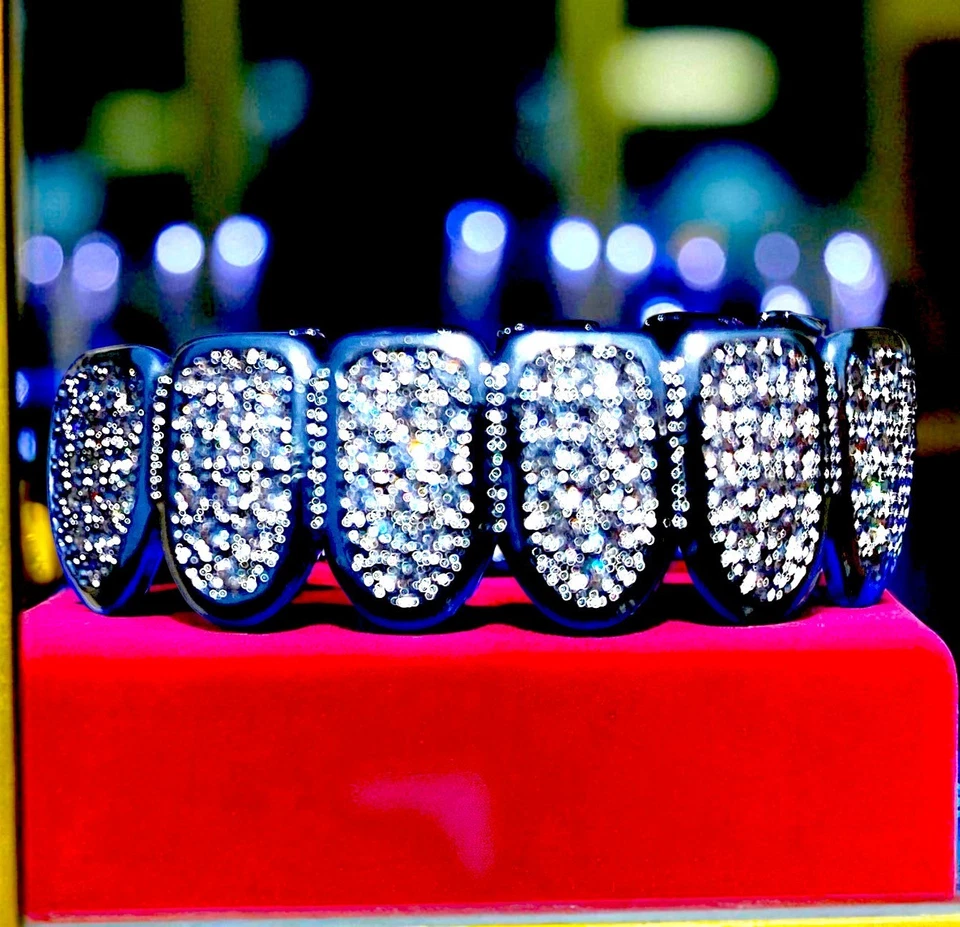 Премиум Iced Grillz — серебристые нижние зубы, имитация фианита хип-хоп блестящий гриль - Изображение 4 из 4