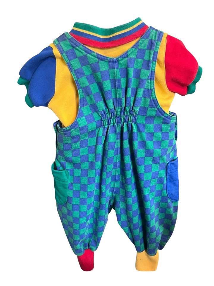 Vtg 1990s 90’s Gymboree Rainbow Tag Overalls w/ Retro Color Block Shirt Newborn - Image 2 of 4