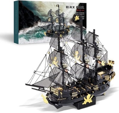 Piececool 3D Puzzles for Adults, Black Pearl Pirate Ship Metal Model Kits, 3D...